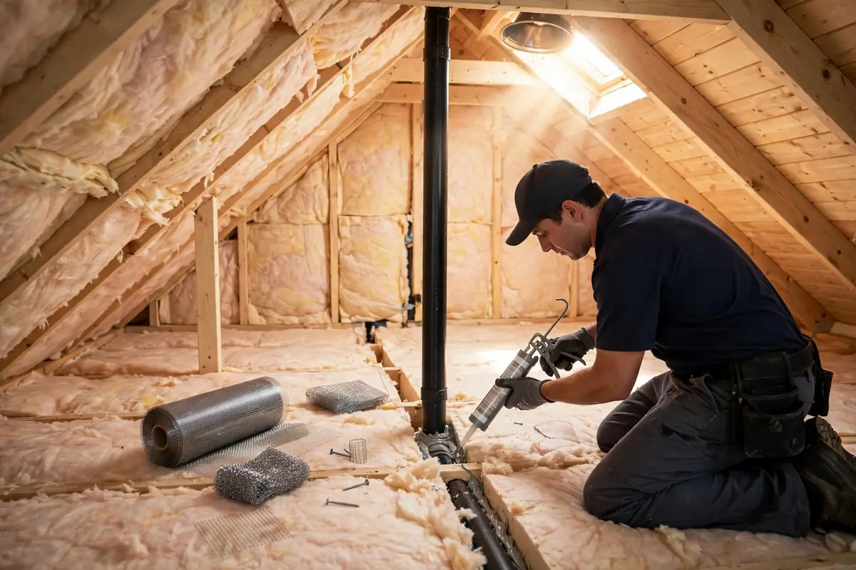 Sealing rodent entry points in a Waxahachie attic